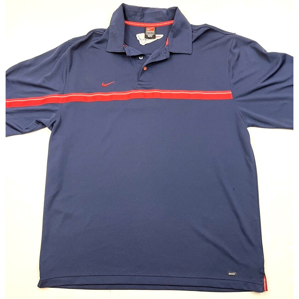 Nike Men's Navy Blue New England Patriots NFL Dri-Fit Polo Shirt Large